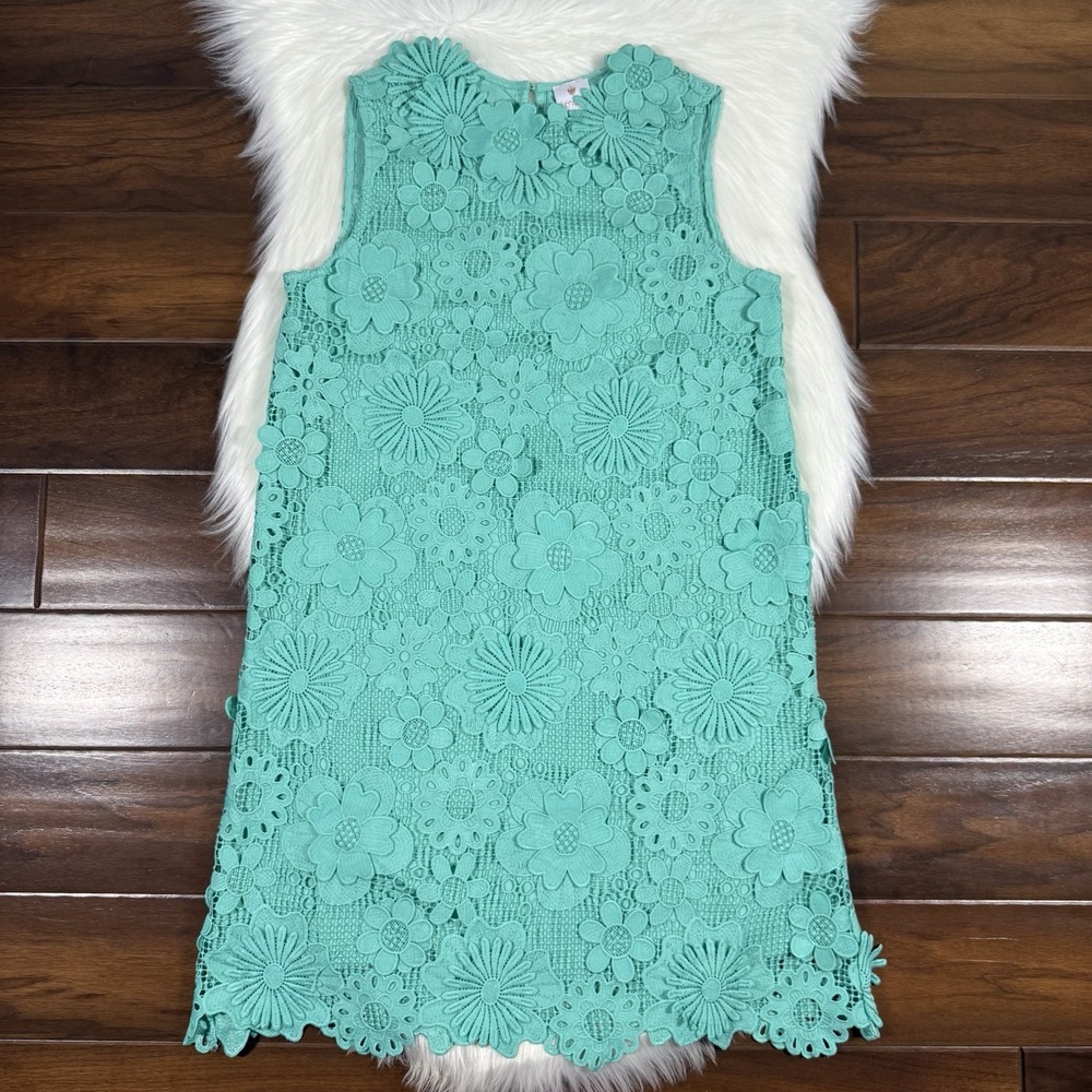 J.Marie Women's Size Small Teal Floral 3D Lace Sleeveless Brooklyn Dress